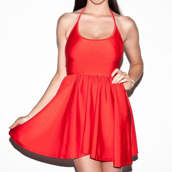 red halter skater dress